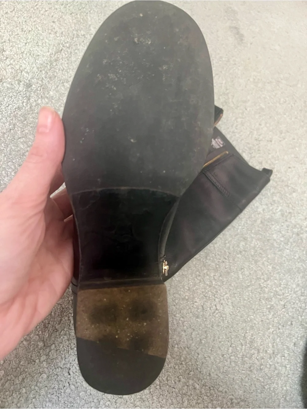 Tory Burch Black Leather Knee-High Riding Boots with Gold Hardware- 9M
